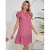Womens Summer Dresses 2025 V-Neck Drawstring Ruffle Cap Short Sleeve Side Pockets Mini Dress Sundress - 4 of 4