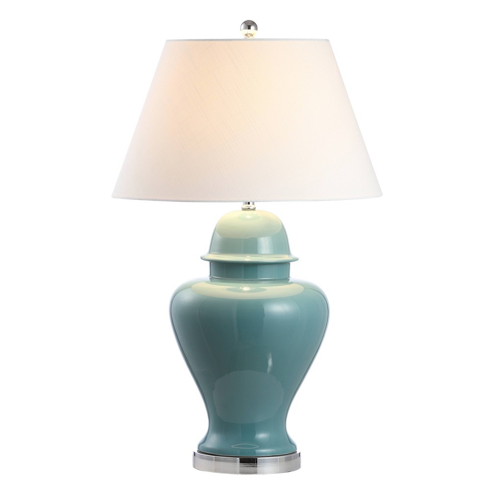 Photos - Floodlight / Street Light 33" Ceramic/Iron Modern Classic Table Lamp  Blue(Includes LED Light Bulb)