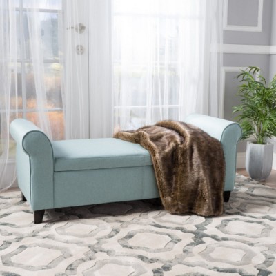 Storage Ottoman,Fabric Upholstered Storage Bench,Accent Stools With Curved Arms,Modern Multifunctional Shoe Bench-Cuddlewood