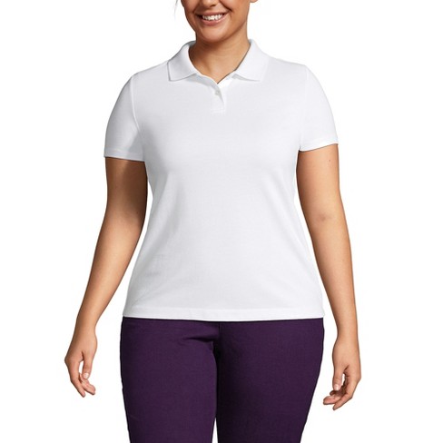 Lands End Women s Plus Size Short Sleeve Basic Mesh Polo Shirt 3x White Target