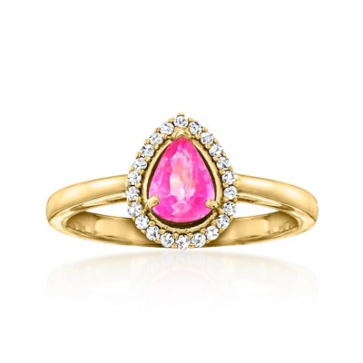 Ross-Simons 0.70 Carat Pink Sapphire and .12 ct. t.w. Diamond Ring in 18kt Gold Over Sterling Size 7