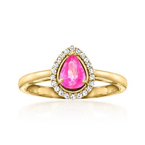 Ross-Simons 0.70 Carat Pink Sapphire and .12 ct. t.w. Diamond Ring in 18kt Gold Over Sterling Size 7 - 1 of 4