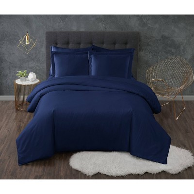 Full/queen 3pc Antimicrobial Duvet Set Navy - Truly Calm : Target