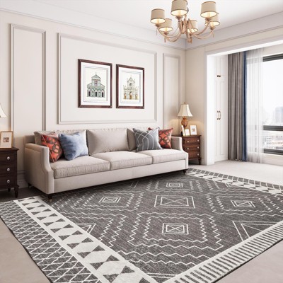 Belffin Moroccan Washable Area Rug. Non-Slip Backing Large Area Rugs