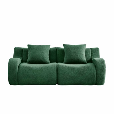 Aukfa Modular Teddy Fabric Sofa,Convertible Modular Sectional Sofa Set with 2 Ottomans, 2-Seats Soft Boneless Design for Living Room