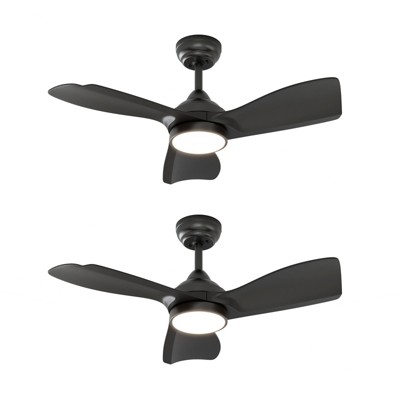 Warmiplanet 2- Pack 30"  Ceiling Fans with Lights and Remote Control,DC Motor, Black, 3 Blades