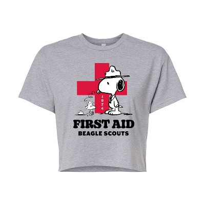 Women's - Peanuts - First Aid Beagle Scouts Cropped Graphic T-Shirt