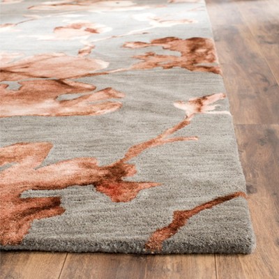 Hand-Tufted Grey Beige Wool Rectangular Rug with Non-Slip Feature