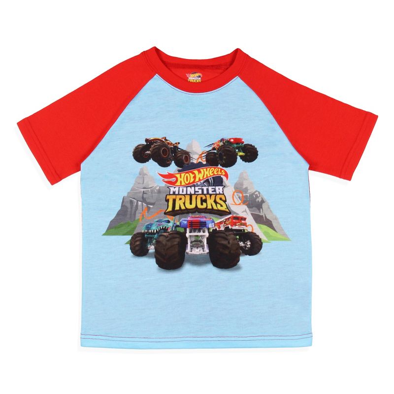 Hot Wheels Boys' Monster Trucks Toys Tossed Print Sleep Pajama Set Shorts Multicolored, 2 of 7