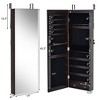 Wall/Door Mounted Jewelry Cabinet Full Screen Mirror Armoire Organizer w/ 6 LEDs - 3 of 4