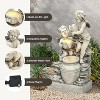 LuxenHome 30” Gray Resin Cherub Angels Outdoor Water Fountain with LED Lights, Garden Fountain Decor for Yard - 3 of 4