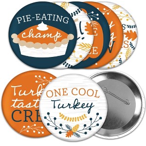 Big Dot of Happiness Happy Thanksgiving - 3 inch Fall Harvest Party Badge - Pinback Buttons - Set of 8 - 1 of 4
