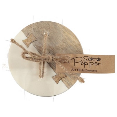 Round Wood and Resin 4" Coaster Set of 4