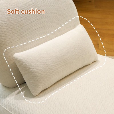 Hrinhom 28.4"W Velvet Accent Chair, Solid Wood Armless Chair with Pillow