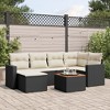 vidaXL 7 Piece Patio Sofa Set with Cushions Black Poly Rattan - Black and Cream - 2 of 4