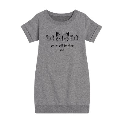 - Barbie - Brave, Bold, and Fearless Graphic Short Sleeve Fleece Dress