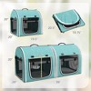 Munora 39" Portable Soft-Sided Pet Carrier with Divider, 2 Compartment Cat Carrier with Soft Cushions & Storage Bag - Green - 3 of 4