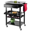 Anthony Stainless Steel Top Kitchen Cart Wood/Black - Winsome: Mobile Island, Wine Storage, Towel Rack - 4 of 4