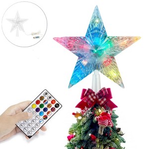 WOPET 7.8" Color-Changing Christmas Tree Topper Star - 20 Light Modes, Remote Control, RGB LED for Holiday Decor - 1 of 1