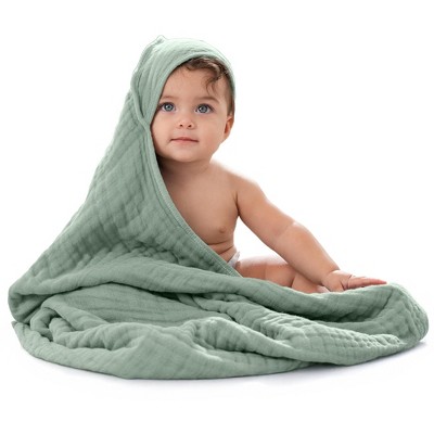 Hooded Baby Towels - 6 Layer, 100% Muslin Cotton - Large 32 x 32 Inch By Comfy Cubs