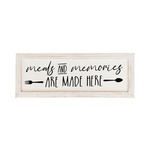 VIP Wood 31.5 in. White Meals and Memories Made Here Whitewashed Wall Plaque - 1 of 2