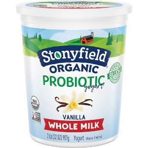 Stonyfield Organic Probiotic Vanilla Whole Milk Yogurt - 32oz - 1 of 4