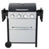 Okak 4-Burner Propane Gas BBQ Grill with Stainless Steel Plancha, Smoker Grill with Foldable Side Table and Hanging Basket, Silver - 2 of 4
