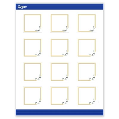 Avery Printable Square Cards, Gold Double Border with Florals, 2" x 2", Matte White Square Cards, Laser/Inkjet, 120ct, Great for Business Cards