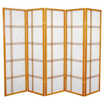 5 ft. Tall Double Cross Shoji Screen - Honey (5 Panels) - Oriental Furniture