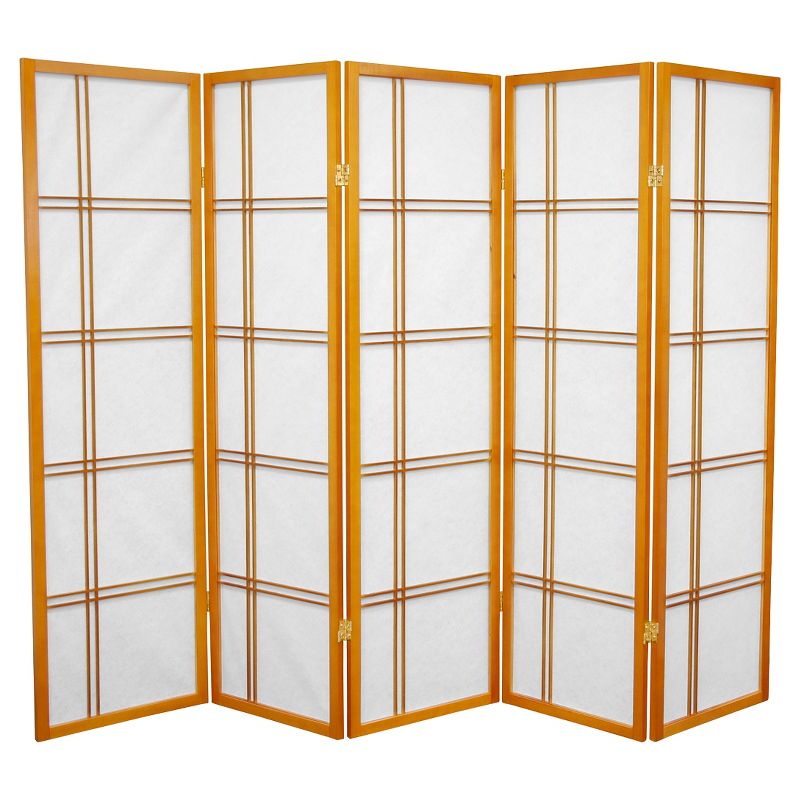 5 ft. Tall Double Cross Shoji Screen - Honey (5 Panels) - Oriental Furniture, 1 of 5
