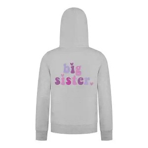Everyday Kids Big Sister Girls Zip Up Hoodie – Cute Colorful Sibling Sweatshirt - 1 of 4