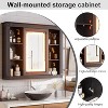PAKASEPT Bathroom Wood Medicine Cabinet with LED Mirror, Wall Mounted Home Storage with Mirrored Door, Over The Toilet Storage Organizer, Brown - 2 of 4