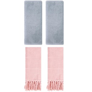 REGALWOVEN 4 Pcs Cotton Bathroom Hand Towel with Tassel - 1 of 4
