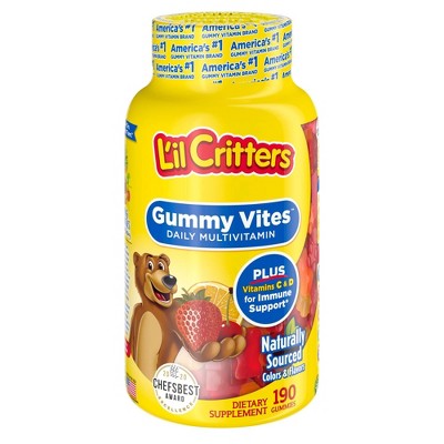 Lil Critters Gummy Vites Complete Kids Multivitamin Gummy  Strawberry Orange  Cherry  190ct