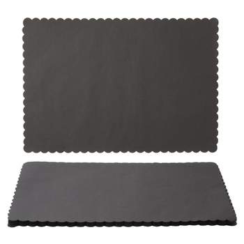 100-Pack Black Party Paper Placemats Rectangular Tabletop Mats with Wavy Edge