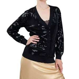 Women's Bria Button Front Sequin Cardigan - Nyland - 1 of 3