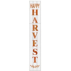 HomeRoots 72" White Solid Wood Rustic Happy Harvest Porch Sign - 1 of 4