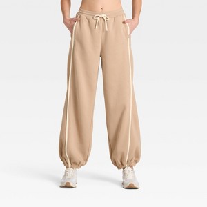 Women's Barrel Leg Fleece Jogger Sweatpants - JoyLab™ - 1 of 3