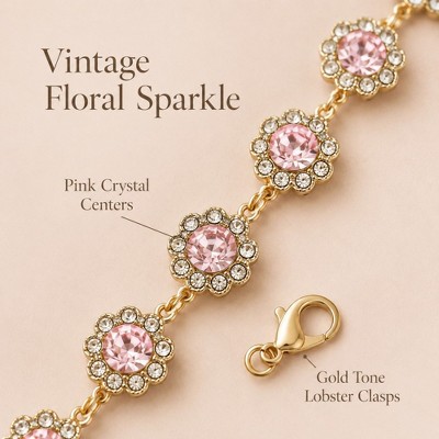 Alilang Women's Pink Rhinestone Flower Bag Chain Purse Charm with Gold Tone Clips - Pink — фото 2