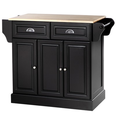 Homcom Triple-cabinet Kitchen Island On Wheels That Remove, Kitchen ...