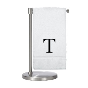 BC BARE COTTON Monogrammed Bath Towel, Personalized Gift, Set of 2 - White - Black Block - 1 of 4