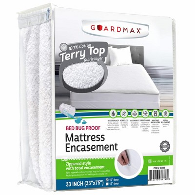 Mattress Protector With Zipper By Guardmax. Terry Cotton Waterproof ...