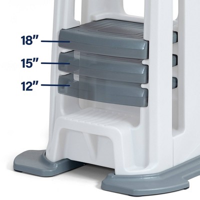 White Adjustable Plastic Toddler Step Stool with Safety Sides