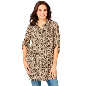 Woman Within Plus Size Rayon 7-Day Pintucked Tunic Blouse - 1 of 4