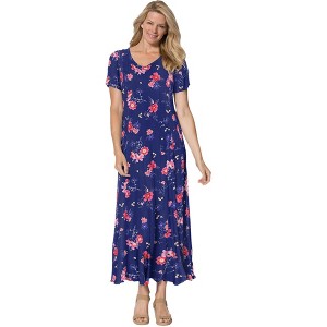 Woman Within Plus Size Short-Sleeve Crinkle Dress - 1 of 4