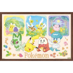 Trends International Pokémon: One Scene - Group Framed Wall Poster Prints - 1 of 4