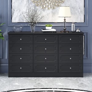 Famapy 12 - Drawer Black Dresser Storage Cabinet Chest of Drawers: Large - Capacity Organizer for Multi - Room Storage & Decor - 1 of 4