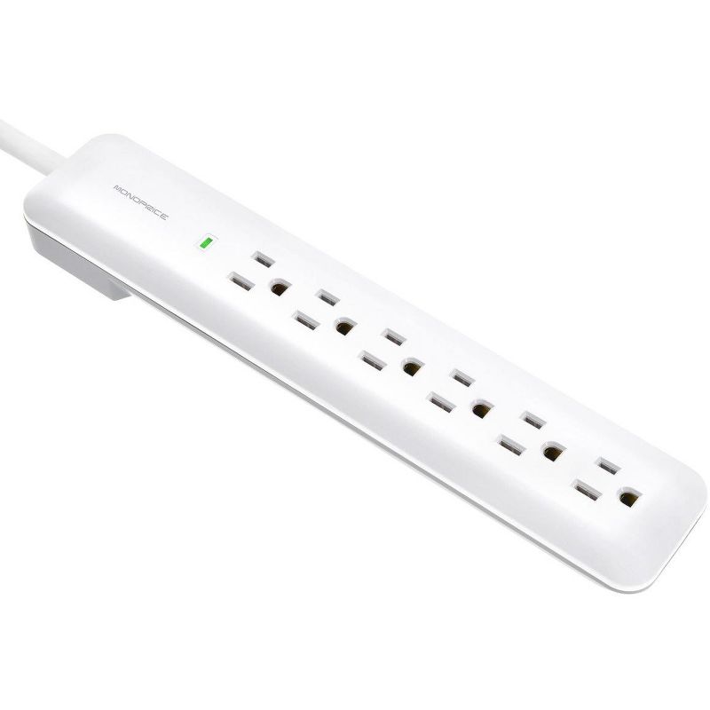 Monoprice Power & Surge - 6 Outlet Slim Surge Protector Power Strip - 3 Feet - - White | Cord UL Rated 540 Joules With Power/Circuit Breaker Switch, 1 of 7