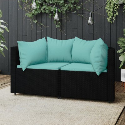 VidaXL 2 Piece Patio Lounge Set with Cushions Poly Rattan Gray