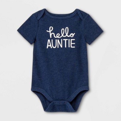 Baby Girls' 'Hello Auntie' Short Sleeve Bodysuit - Cat & Jack™ Navy Newborn